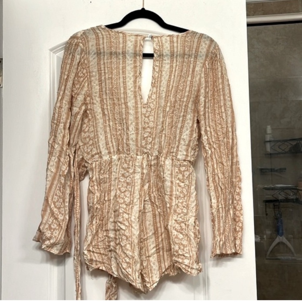 Altar'd State Cream and Tan Patterned Romper - Picture 4 of 4